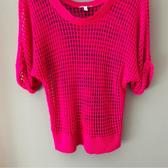 dELiA*s Open Knit Pullover Top Pink Sz XS - Picture 3 of 7